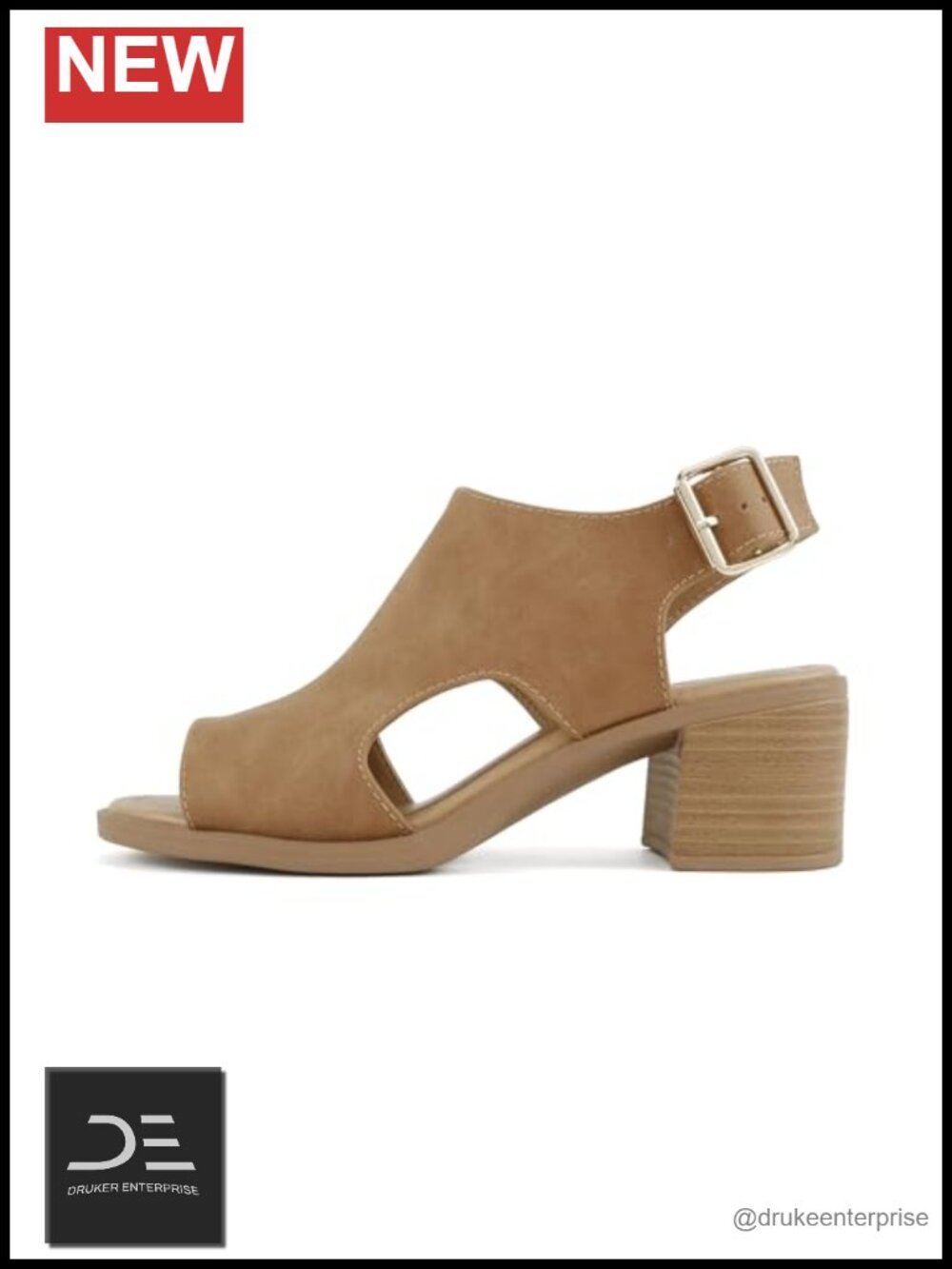 Women's Peep Toe Slingback Heel Sandals with Adjustable Buckle Strap